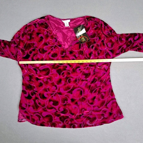 Vintage Diane Von Furstenberg Silk Assets Blouse Women's 1X‎ Velvet Bell Sleeve - Picture 6 of 9